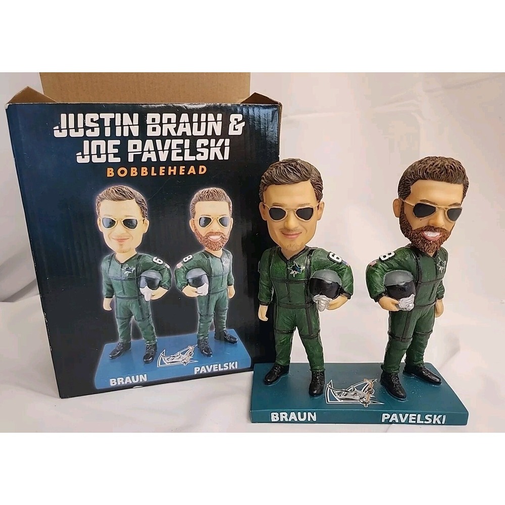 San Jose Sharks Justin Braun Joe Pavelski dual bobblehead pilot glasses NHL NIB